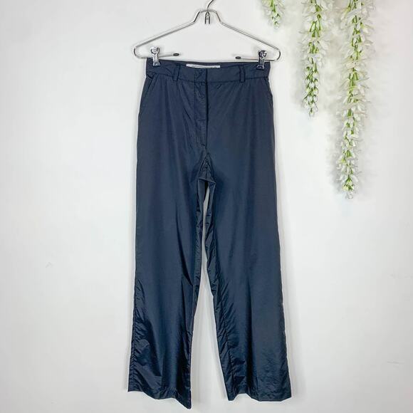 VINTAGE KRIZIA JEANS high rise satin pants windbreaker straight leg 2846 - Picture 10 of 11